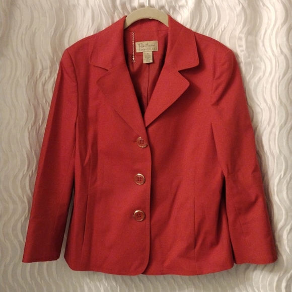 Vintage Boutique Essentials Career Structured Blazer Jacket Sz 12 3/4 sleeve - Picture 1 of 11